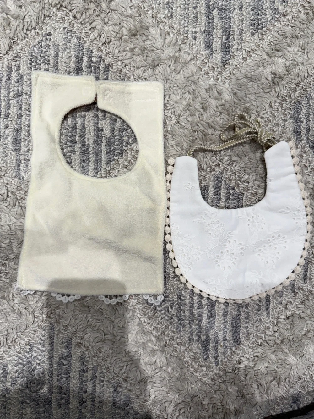 Yellow Floral Baby Bib with Adjustable Tie  and Pink floral bib with velcro